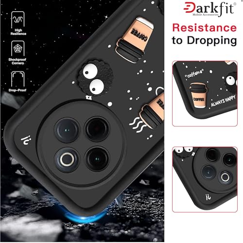Image of DARKFIT Back Case Cover Compatible with Vivo T4 5G | Cute Fun Cartoon Ball 3D Coffee Silicone Case | Body Protection | Camera Protection | Shock Proof | for Vivo T4 5G | Color Black | Pack of 1