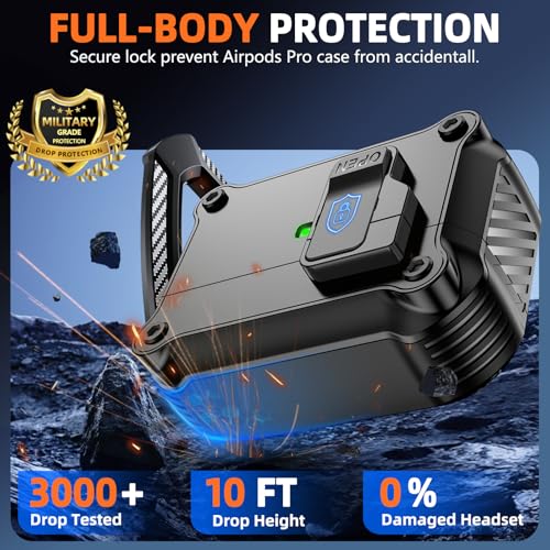 Image of Pohgelan Compatible with AirPods Pro 2nd /1st Case (Black) | Magnetic Automatic Lock with Cleaning Kit,Compatible with Magsafe