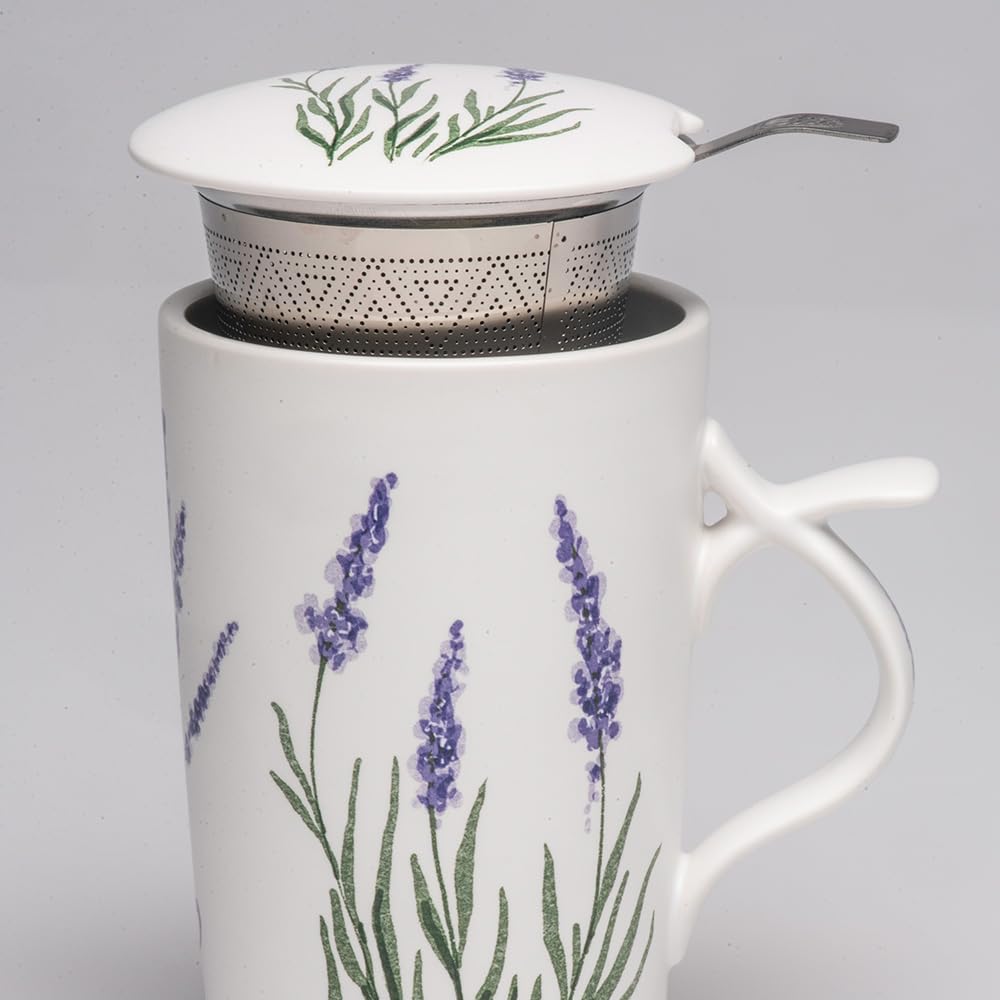 TEA SOUL Tasse Liara • Tasse en porcelaine avec couverture et filtre perforé • Capacité 400 ml