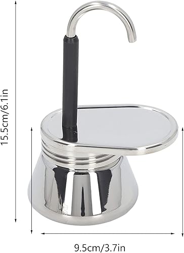 Miniatura 7 de Moka - Cafetera italiana de acero inoxidable de 61 x 37 pulgadas para acampar al aire libre cafetera de estufa de 2 tazas para café italiano y