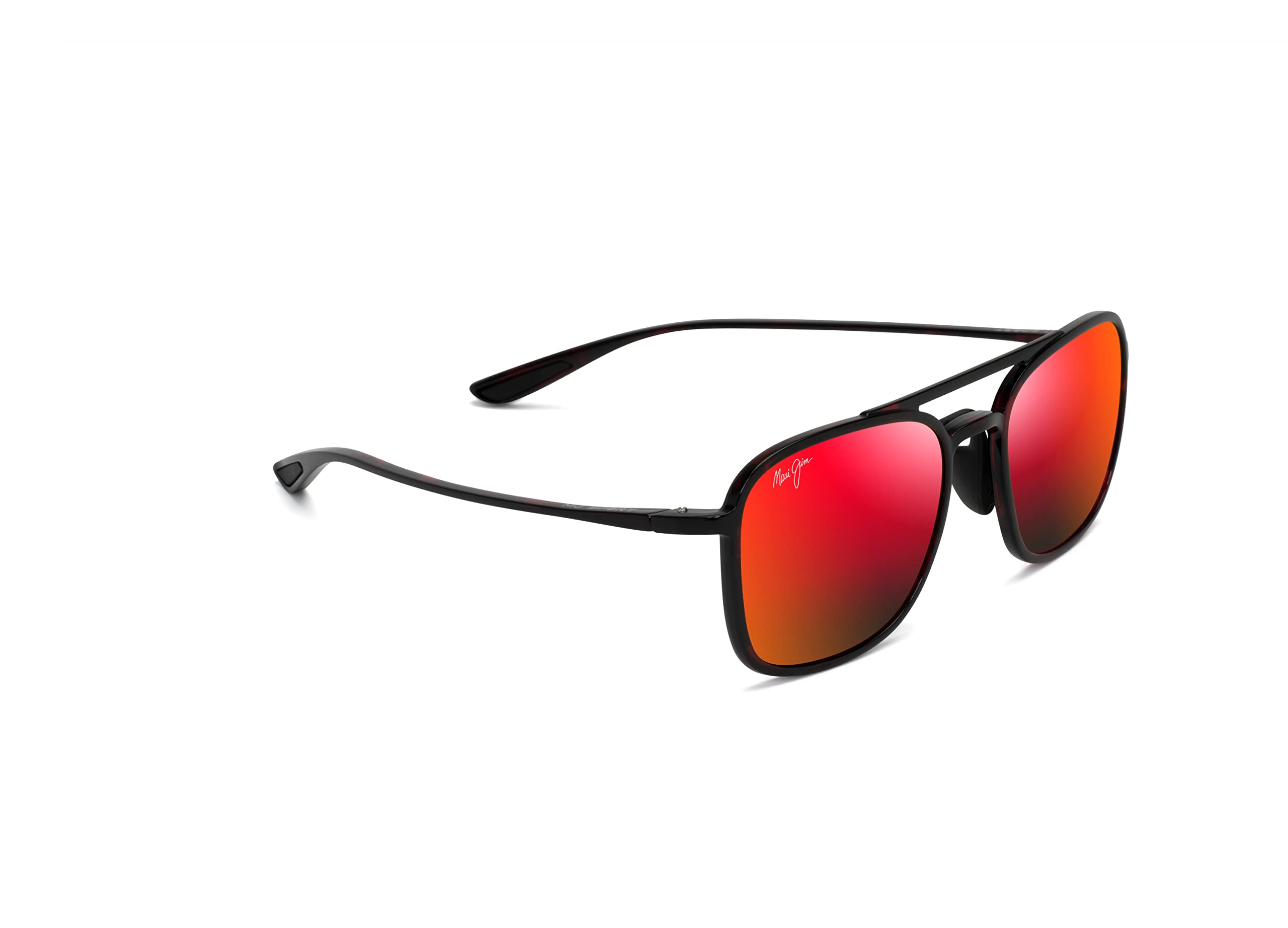 Maui Jim Damskie okulary przeciwsłoneczne Keokea W/opatentowane polaryzacyjne plus 2 soczewki kwadratowe, Czerwony/Czarny Żółw/Hawaje Lawa Polaryzacyjne, M