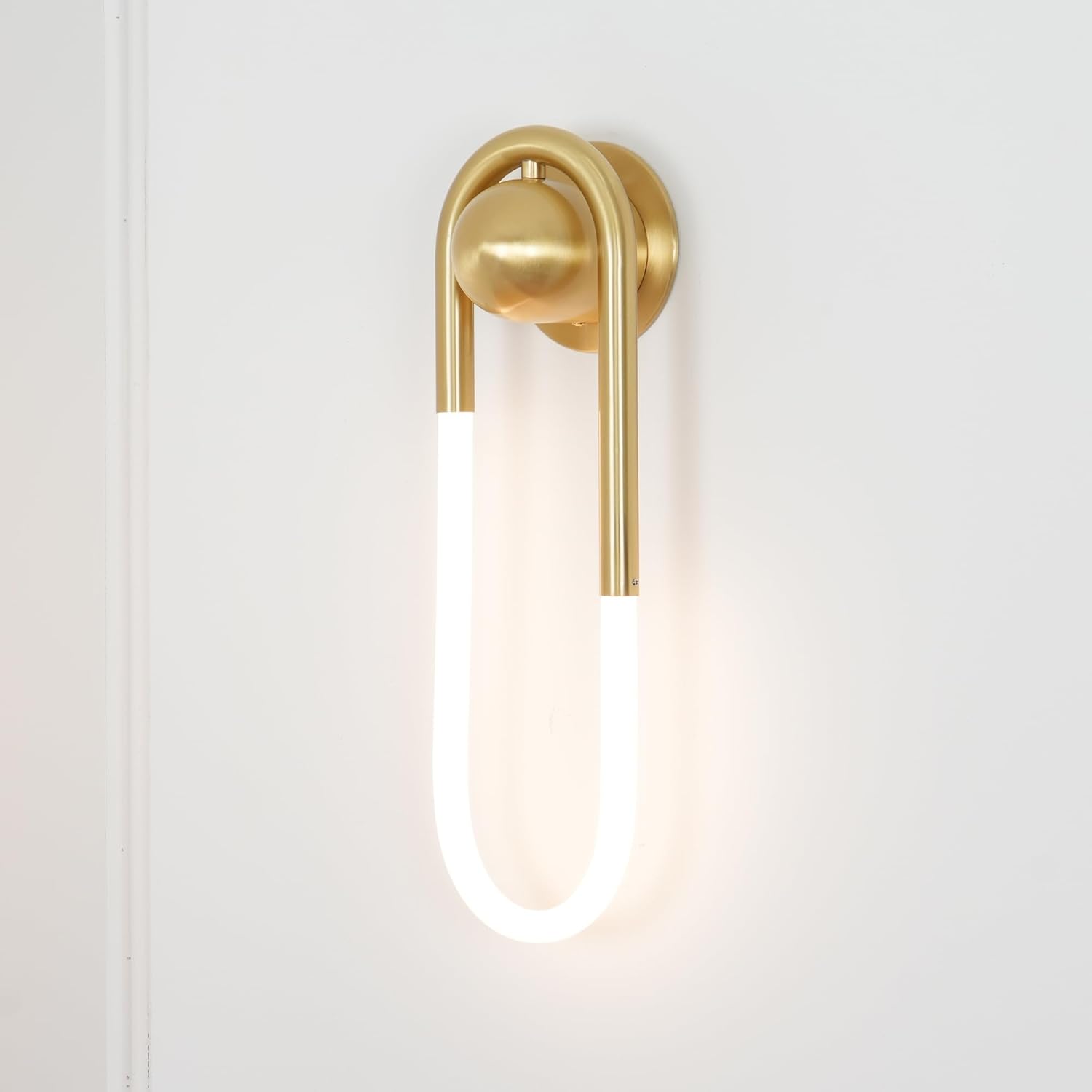 Modern Brass Wall lamp Gold Minimalist 17.7inch Wall Lights 3000K 12W Dimmable Wall Lamp Compatible with dimmer Control for living room bedroom corridor and even commercial spaces offices and hotels