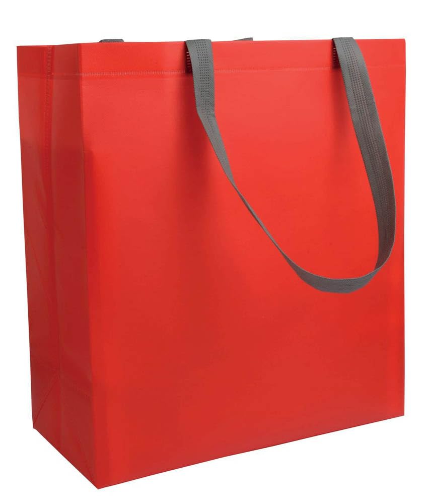 Generico 50 (cinquanta) pezzi Shopper 26 x 32 x 9 CM (manici : 2,5 x 50 cm) - 7 LT con soffietto in TNT laminato 100 g/m2 termosaldato, manici corti