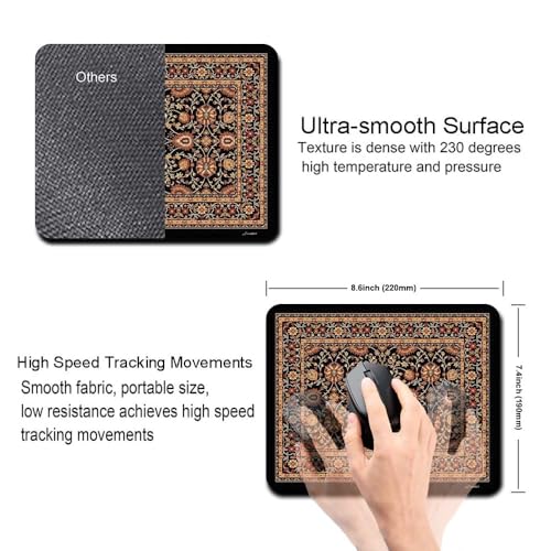 Image of Carpet Pattern Mousepad - Small Non-Slip Rubber Carpet Design Printed Computer Mouse Pad 19x22cm (FMP0223)