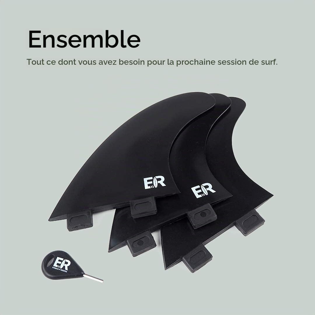 FCS Surfboard Thruster Fin Set with Fin Key - Dérives pour Planche de Surf et Sup - Size G5 Medium