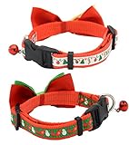 Alemon 2 Pack Christmas Santa Snowman Holiday Xmas Collar for Cats Kitten with Bowtie, Adjustable 8
