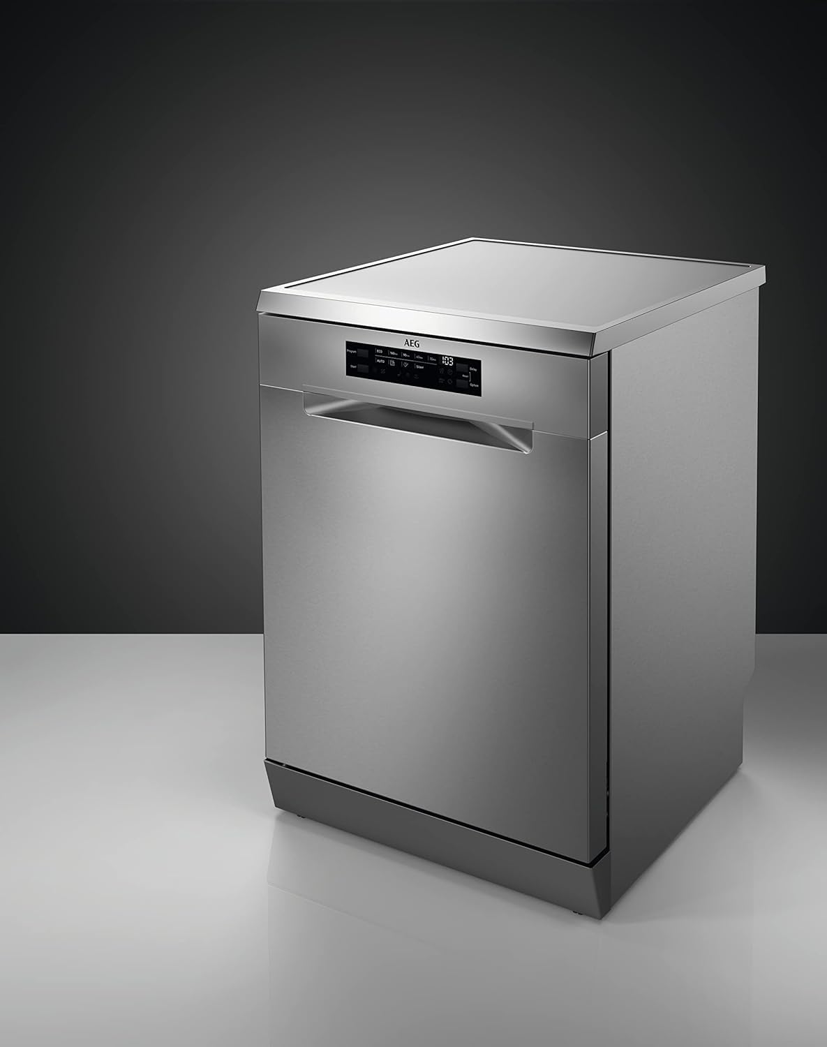 AEG FFB74917ZM Lavavajillas de 60 cm, 14 Cubiertos, Sistema AirDry, Display XL, Con 3ª Bandeja para Cubiertos MaxiFlex, Función Extrahigiene, Softspikes, 44 dB(A), Inox, Clase C, Fabricado en UE — view 2