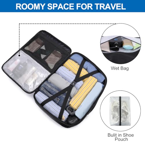 Image of Large Travel Backpack for Men,Airplane Approved Carry On Backpack Suitcase with Shoe Pouch, Luggage Bag TSA 17.3inch Laptop Mochila Flight Approved Casual Daypack Bookbag Travel Essentials,Black