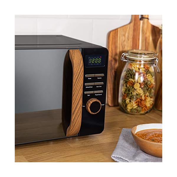 Russell Hobbs Manual Microwave with 5 Power Levels, Wood Effect Handle & Dials, Timer, Defrost Setting, Easy Clean - Image 6