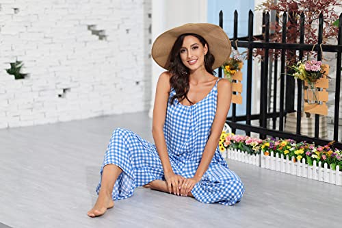 Image of BUENOS NINOS Women's V Neck Floral Maxi Dress Boho Printed Adjustable Spaghetti Strap Ethnic Beach Long Dress with Pockets