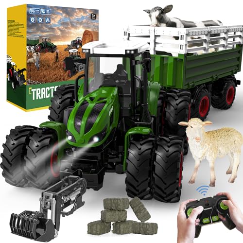 PENGBU RC Tractor teledirigido juguete a partir de 2, 3, 4, 5 años, incluye mando a distancia de...