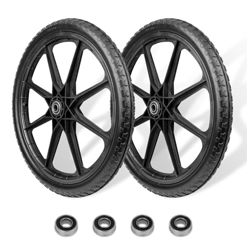 20 Flat-Free Tire and Wheel 250LB Capacity Each Compatible with R ubbermaid Wheelbarrow Includes 3/4 & 5/8 Bearings 2.5 Hub for Garden Cart Big Wheel Utility Carts 2 Pack