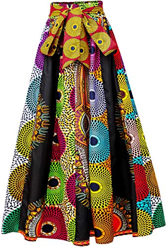 HongyuAmy Women African Print Skirts Ankara Long Maxi Skirt (One Size, Color A)