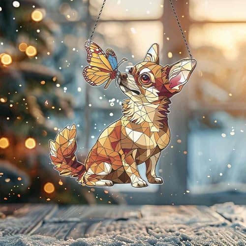 Image of Chihuahua Butterfly Acrylic Ornaments Suncatcher Gifts Christmas Decor