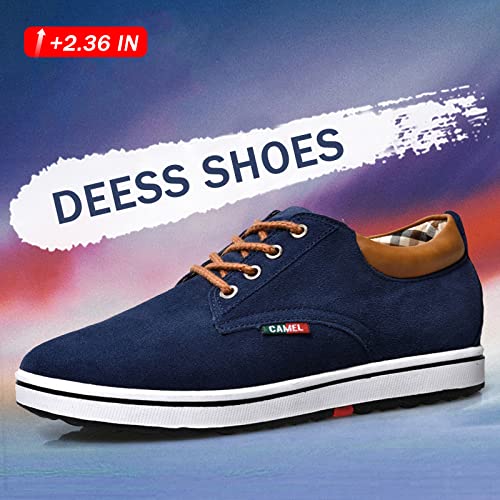 Men's Lace Up Oxford Shoes 2.36'' Invisible Height Increasing Elevator Flannelette Cowhide Leather Dress Shoes2
