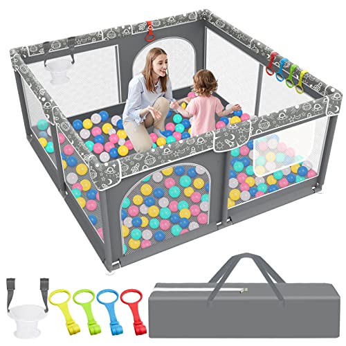 Image of Baby Playpen, Large ,50x50 inch Sturdy Safety Play Yard Playpen for Babies and Toddlers with Soft Breathable Mesh, Anti-Slip Suckers, Indoor & Outdoor Baby Play Area Activity Center