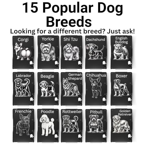 Custom Dog Wallet – Choose Dog Breed & Color – RFID Minimalist Wallet for Men – Gift for Dog Dad – Personalized Slim Metal Card Holder (Obsidian Black)4