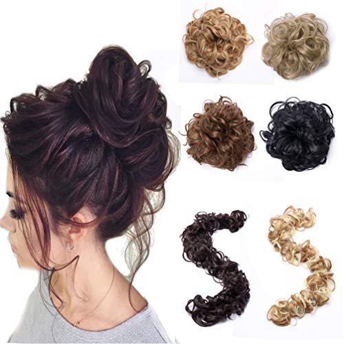 Curly Messy Hair Bun, Long Hair Band-ash Blonde Mix Bleach Blonde, Size 1.0