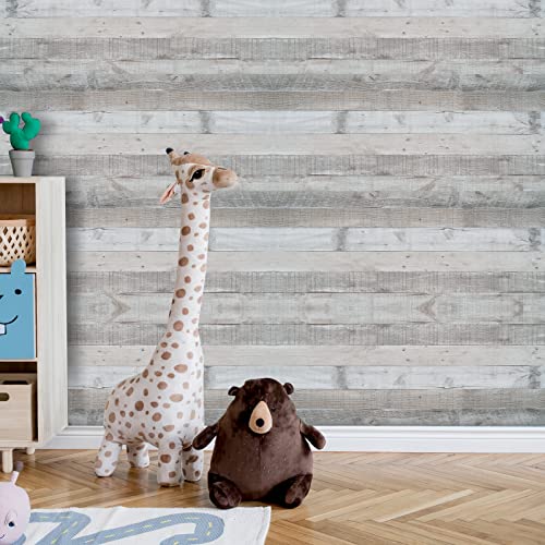 Wenmer Grey Wood Wallpaper 17.71" X 118" Shiplap Peel And Stick Wallpaper Wood Contact Paper Self Adhesive Wallpaper Wood Plank Wallpaper For Cabinets Kitchen Shelf Drawer Wall Door #TOP1