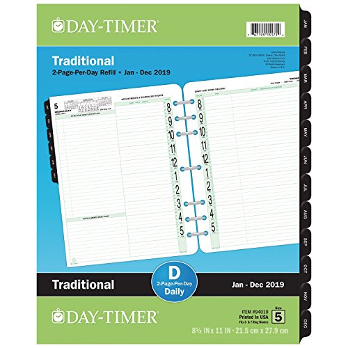 Day-Timer 2019 Daily Planner Refill, 8-1/2