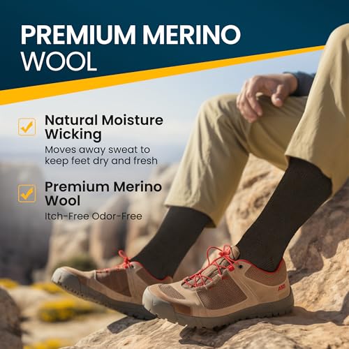 Image of Alvada Mens Merino Wool Crew Socks Thermal and Warm Socks for Winter Work Hiking Running 3 Pairs