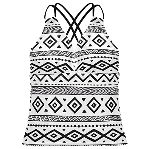 Horizontal Stripes Women's Tankini Bathing Suit Tops V Neck Swim Tank Tops #TOP22