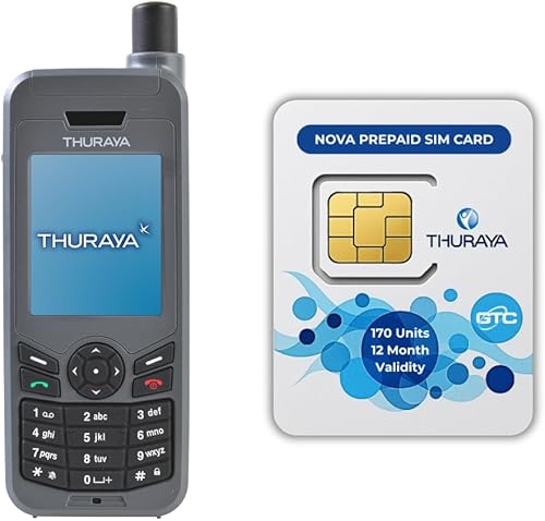 OSAT Teléfono satelital Thuraya XT-LITE + SIM prepago NOVA de 170 unidades  Validez de 365 días  Cobertura de voz y SMS para comunicaciones remotas