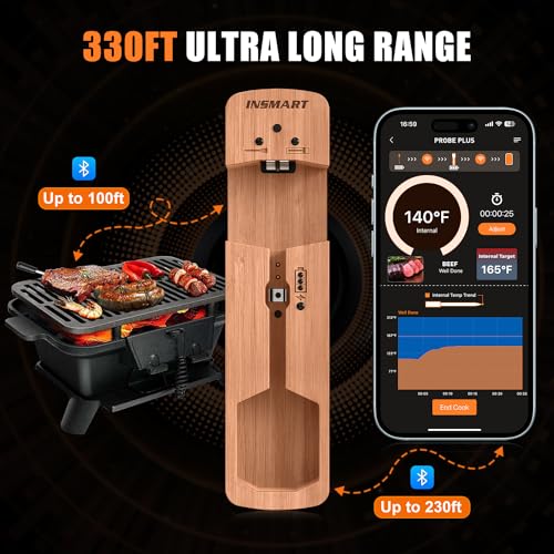 INSMART Bluetooth Fleischthermometer, Wireless Smart Meat Thermometer, Grillthermometer für BBQ, Backofen, Grill, Küche, Räucherofen, Rotisserie – Bild 2