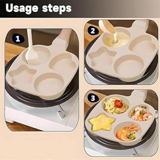 Padella antiaderente per uova a 4 fori, padella antiaderente stella e cuore, padella per frittata per pancake, hamburger, pancetta, gas, cottura a induzione (bianco)