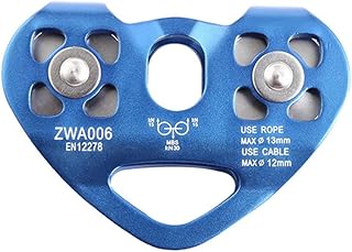 GROCKSTR Polea de escalada para exteriores, cable de acero biaxial, expandir la polea doble en forma de corazón, color azul