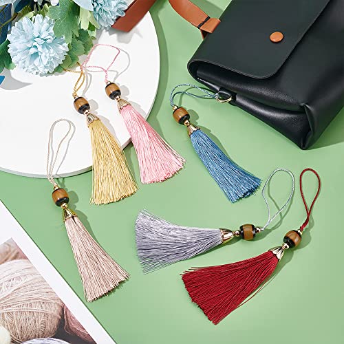 Pandahall 6 Colors Polyester Tassels Big Pendant Hanging Rope 24Cm Tassel Fringe Tassel Trim Decoration Key Tassels Silk Thread Pendant Curtain Home Garment Decor Accessories #TOP2