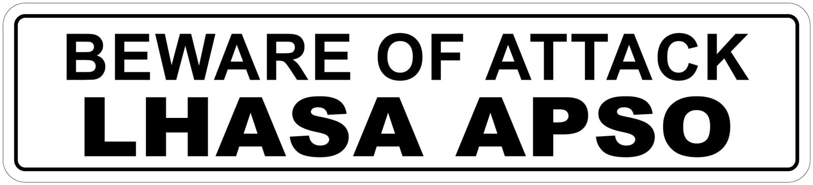 metal sign Beware Of Attack Lhasa Apso 4" x 16" Funny Metal Novelty Sign