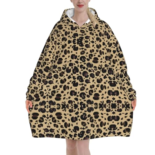 Couverture à capuche léopard aquarelle idée cadeau cocooning