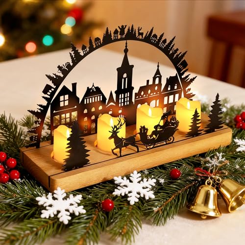 LYLIDIA Kerzenhalter Adventskranz für LED Kerzen & Teelichter,...