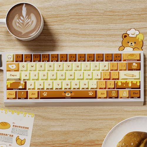 Teclas de teclado mecánico de oso de pan PBT de 74 teclas 4