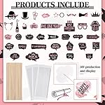 Outus 36 Pcs Birthday Photo Booth Props Kit Happy Birthday 40th- 50th-60th Photobooth Graduation Wedding New Year Party Decor Funny Cute Prom Disco Mardi Gras Holiday Supplies(Rose Gold and Black) - Image 2