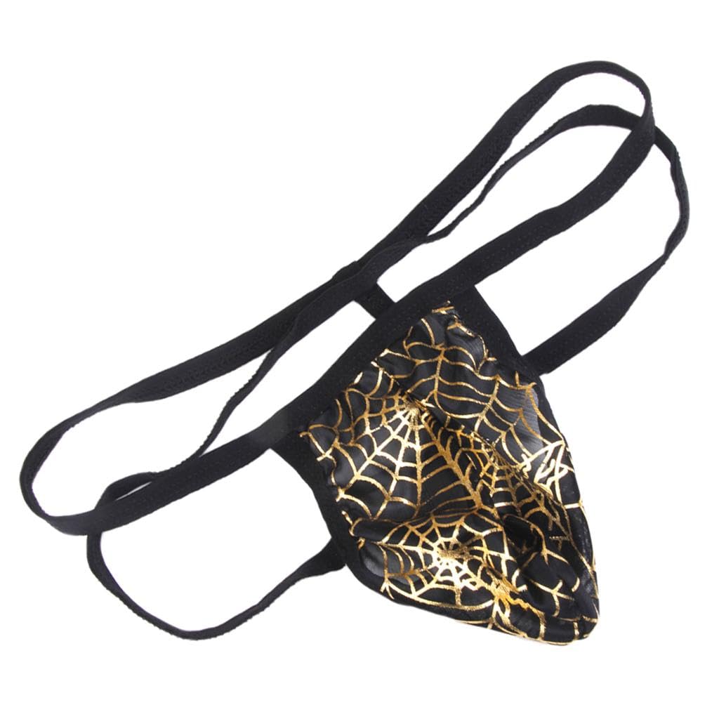 Men's Pouch G-String Thong Underwear Black with Golden Spider Web Pattern | Clothing Shoes & Accessories | Mens Clothing | Underwear | 1 x Men's Underwear-image-6