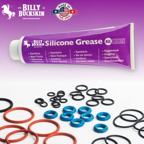 Billy Buckskin Co. Silicone-Whiz Grease, Food Grade Sanitary Silicone Lubricant, Diving Lube, Plumbers Grease, Clear Machine Lube, Prevent Valves And O-Rings From Sticking, Espresso Machine Lube, 4-Oz Tube #TOP3