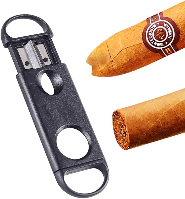 JDIME Cigar Cutter ABS Case Stainless Steel V Shape Sharp Blade Cigarro Knife Hole Opener Smoke Cigarrera Accessories Dual Use