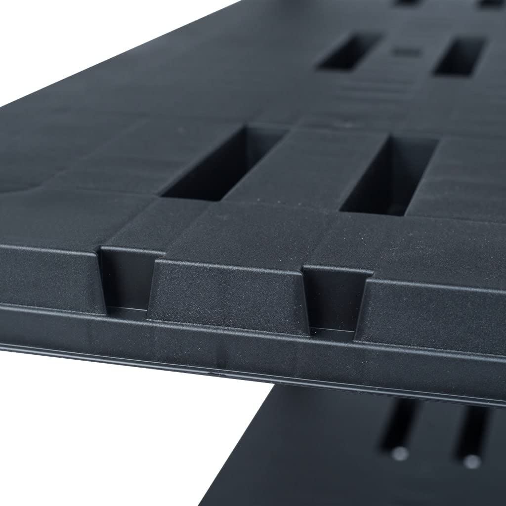 Regał magazynowy z tworzywa sztucznego, czarny, 90 x 40 x 138 cm, z 4 półkami, udźwig 220 kg, regał wtykowy do warsztatu, garażu, piwnicy, magazynu, regał do dużych obciążeń, do porządku i