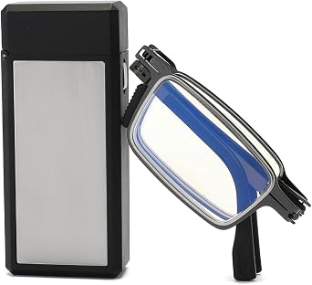 Compact Folding Reading Glasses Durable Portable Case | Blue Light UV Blocking,Thin Foldable Readers,Comfortable Soft Nose Pads,Sturdy Stainless Steel,Lightweight Small Slim Frame