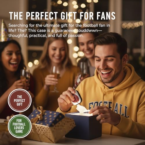 Image of Football PU Leather Cover for Apple AirPods 4, Fits 2024 4th Gen Charging Case A3058 and A3059, Protective Shell with Keychain, Brown