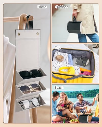 Image of Sunglasses Travel Case,Foldable Eyeglasses Case, Portable Multiple Glasses Case for Women Men Girls