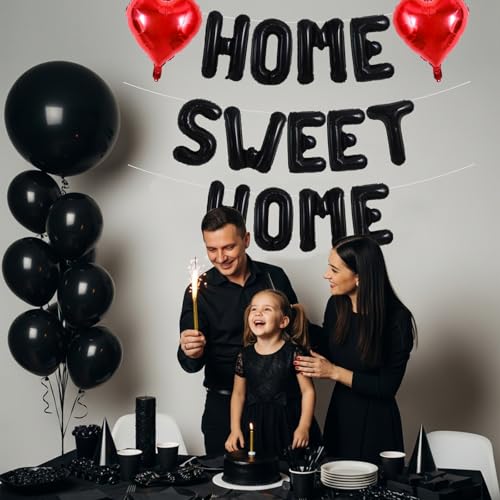 Image of TONIFUL 16 Inch Black HOME SWEET HOME Letter Balloon Decor for Housewarming