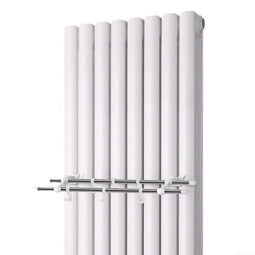 LMYSXAOZ Double Pole Radiator Towel Rail with 6 Hooks, Engineered for Maximum Load Support and Practical Usage (50cm)