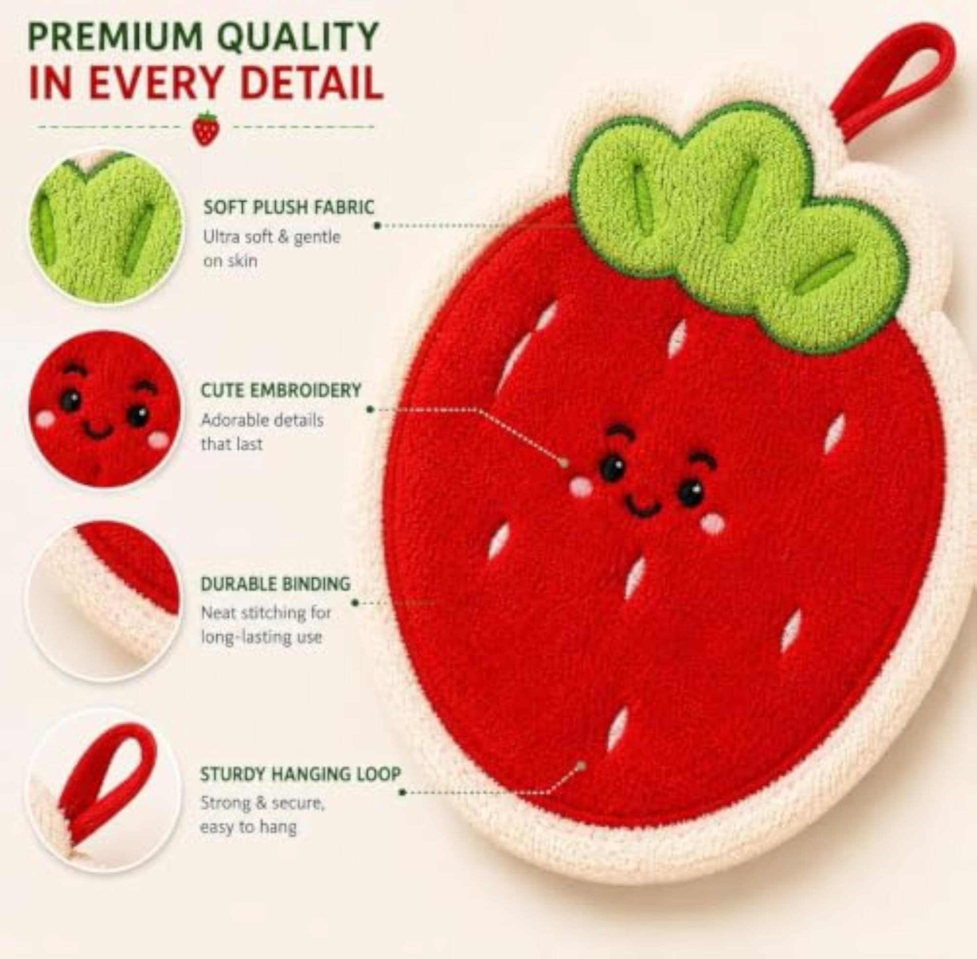 Cute Strawberry Shaped Bath Loofah Pad