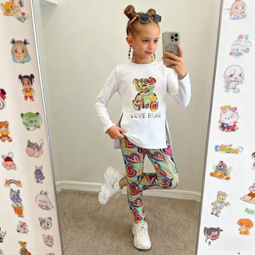 Image of Tween Girl's Letter Print Top + Jogger Pants 2 Piece Outfit Set Kids Clothing, Sizes 6-14 Years