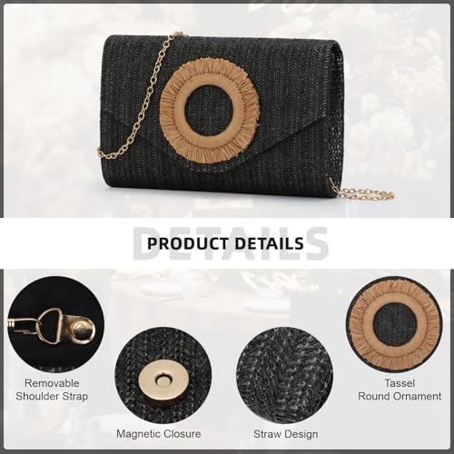 Image of GOKTOW Straw Clutch Purse Rattan Summer Woven Beach Handbags for Women Wedding Vacation Travel Party 2025