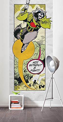 Komar Marvel IADX2-072 Non-Woven Photo Wallpaper Guardians Retro Comic Rocket Raccoon Size: 100 x 250 cm (Width x Height)
