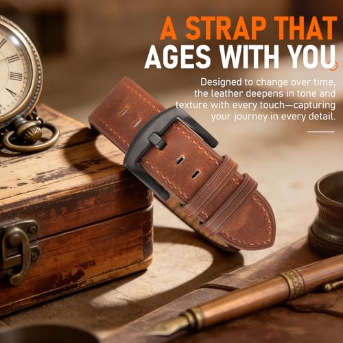Image of Genuine Leather Watch Band Men Compatible with Apple Watch